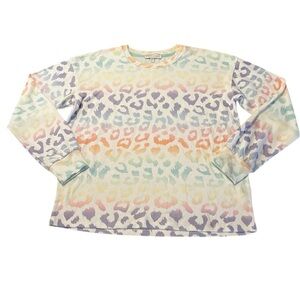 P.J. Salvage Colorful Leopard Pattern Long Sleeve Pajama Top Size Small NWT
